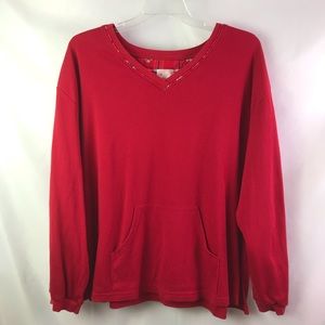 ENCHANTED WAFFLE PATTERNED V-NECK W/KANGAROO POUCH